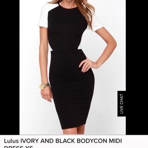 Lulu’s Black & White Bodycon Dress - like new!